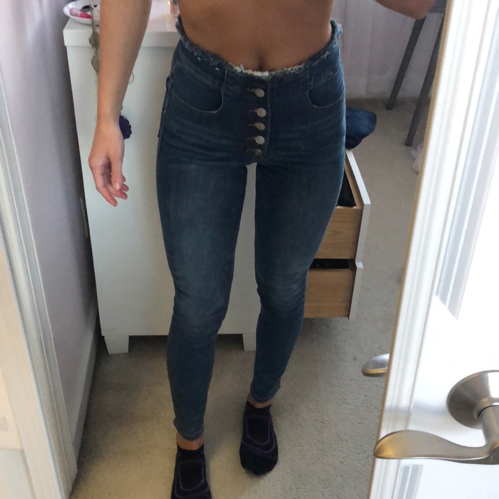 Denim perfect ankle high rise jeans